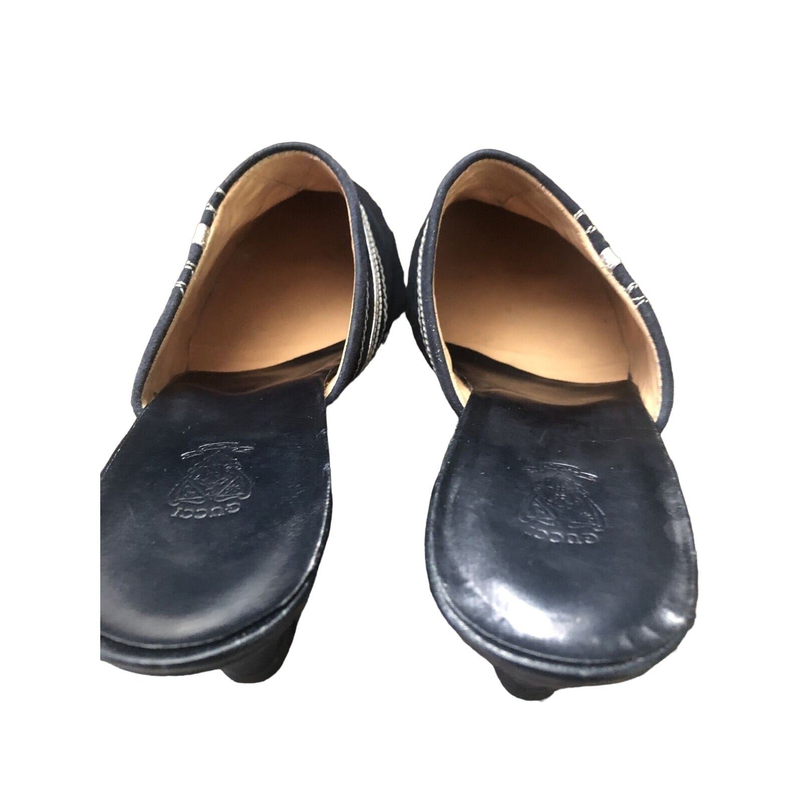 Gucci 1970s- 80s black silk over leather metallic shoes | AlmaBagz - Image 8