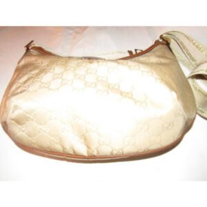 Gucci Newer Light Tan Embossed Large G Logo Print Nylon Chestnut Brown Leather | AlmaBagz