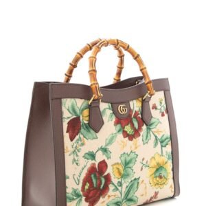 Gucci Brown & Multi Floral Diana Bamboo Handbag | AlmaBagz