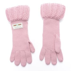 Gucci Wool Knit Tricot Logo Gloves in Rose Red | AlmaBagz