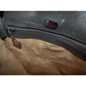 Gucci Vintage Grey Leather And Canvas With Pinkish Red Small G Logo | AlmaBagz