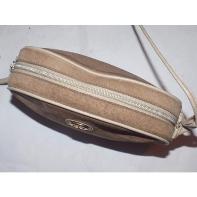 Gucci Vintage Beige Tan Suede And Leather Cross Body Bag | AlmaBagz