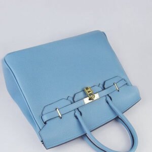 Hermes Birkin 35cm Togo Leather Handbags Light Blue Golden | AlmaBagz