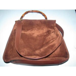 Gucci W Suede Leather Sarah Flip Top Two Way Handle And Removable Strap Bamboo Hobo | AlmaBagz