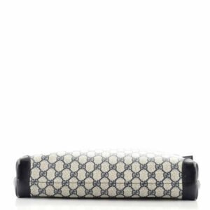 Gucci Navy Guccissima Print Canvas And Leather GG Supreme Tote Bag with Red & Blue Striped Handles | AlmaBagz