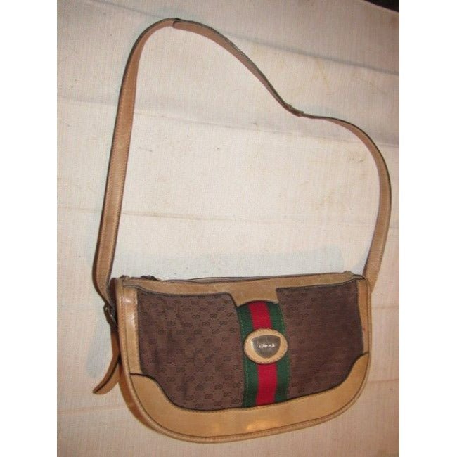 Gucci W Guccissima Canvas Leather Half Moon Shape Red Green Brown Micro G Bag | AlmaBagz
