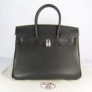 Hermes Birkin 35cm Togo Leather Handbags Black Silver | AlmaBagz