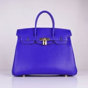Hermes Birkin 35cm Togo Leather Handbags Electric Blue Golden | AlmaBagz