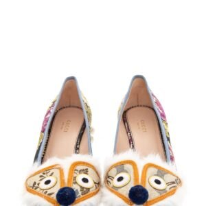 Gucci Black Multi Color Floral Kimberly Jacquard Heel SZ 38 | AlmaBagz