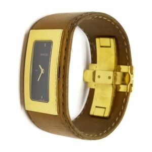 Gucci Gold Camel Black Watch | AlmaBagz