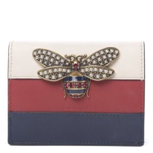 Gucci Queen Margaret Card Case in White, Blue, and Red | AlmaBagz