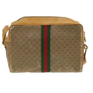 GUCCI Micro GG Canvas Web Sherry Line Shoulder Bag Beige Red Green  fm1935 | AlmaBagz
