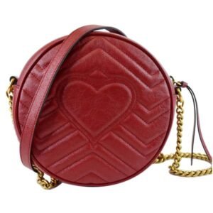 Gucci GG Mini Marmont Round Shoulder Bag in Red | AlmaBagz