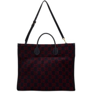 Gucci Wool Monogram GG Tote in Navy | AlmaBagz