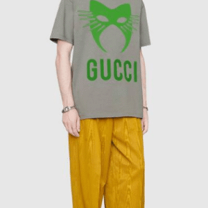 Gucci Oversized Jersey Mask Printed Cotton T-Shirt in Gray | AlmaBagz