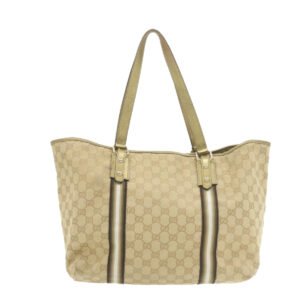 GUCCI Sherry Line GG Canvas Tote Bag Canvas Beige Gold Brown 139260  am626g | AlmaBagz