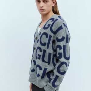 Gucci Men Logo Intarsia Wool Cardigan | AlmaBagz