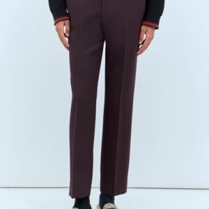 Gucci Men Logo Embroidery Wool Pants | AlmaBagz