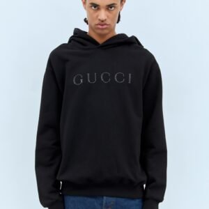 Gucci Men Crystal Logo Hooded Sweatshirt | AlmaBagz