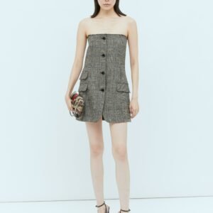 Gucci Women Prince Of Wales Wool Mini Dress | AlmaBagz