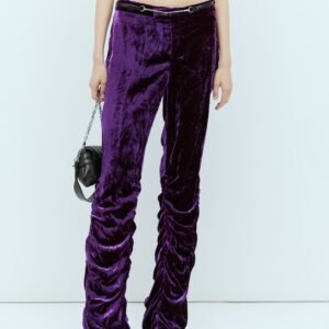 Gucci Women Horsebit Belt Velvet Pants | AlmaBagz