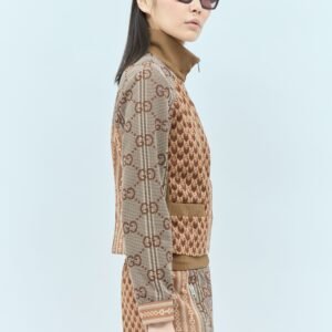 Gucci Women G Rhombus Jersey Jacquard Zip Jacket | AlmaBagz