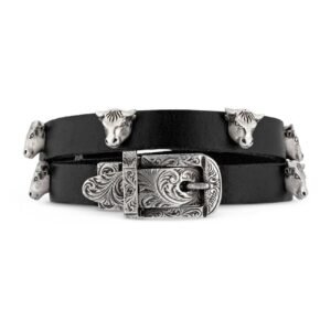 Gucci Anger Forest Double Wrap Leather Bracelet in Black | AlmaBagz