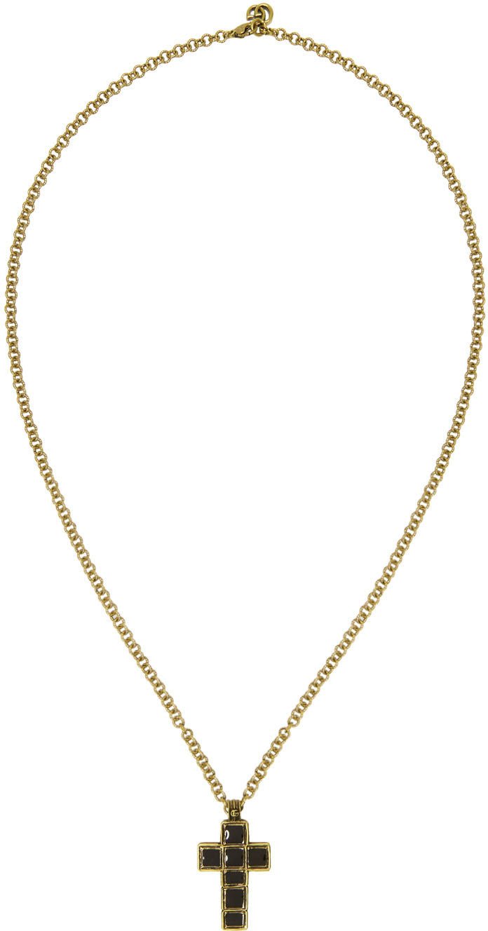 Gucci Enameled Medium Cross Necklace in Gold | AlmaBagz