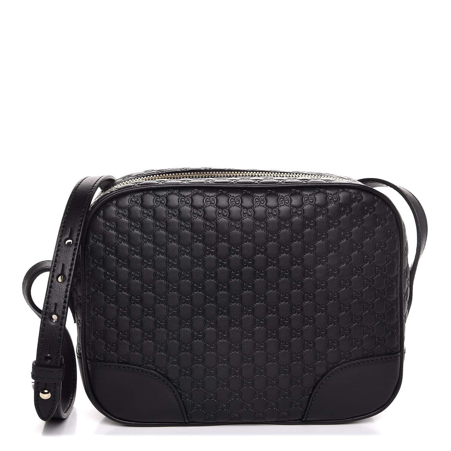 Gucci Bree Black Leather Microguccisima GG Cross Body Bag 449413 | AlmaBagz