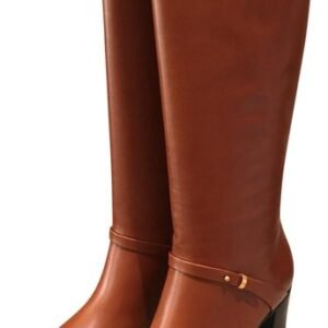Gucci Double G Leather Knee-high Heeled Boots in Brown | AlmaBagz