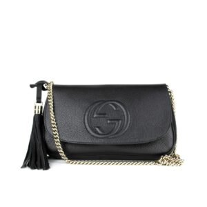 Gucci Soho Disco GG Black Tassel Chain Crossbody Bag 536224 | AlmaBagz
