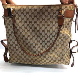 Gucci Large Canvas Bamboo Bar Travel Tote | AlmaBagz