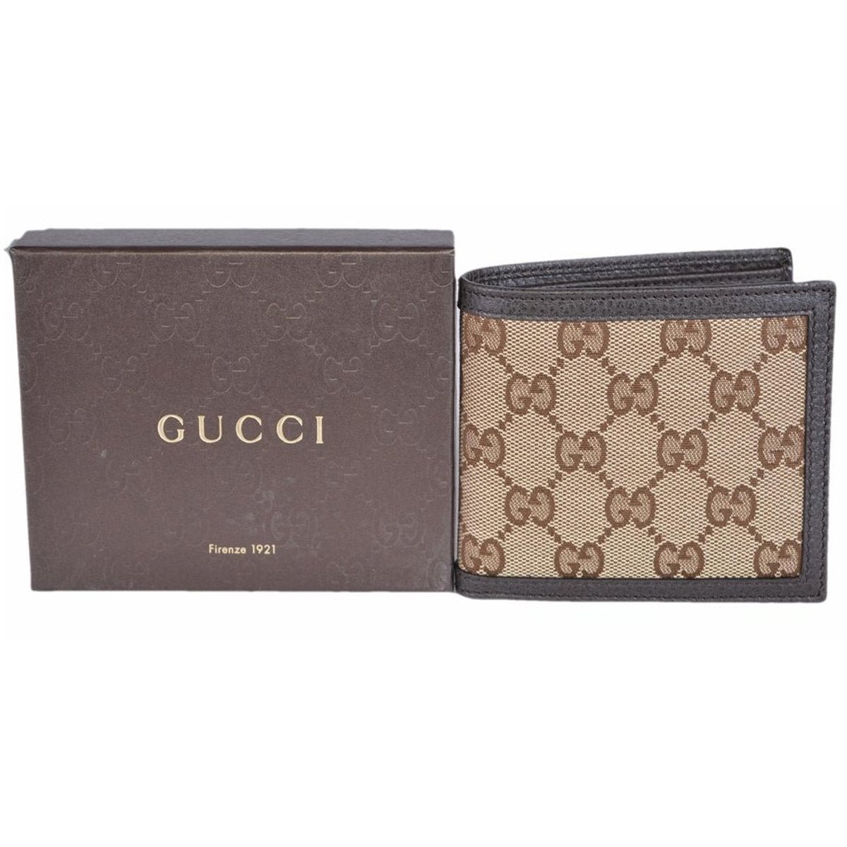 Gucci GG Canvas Brown/Beige Leather Bifold Wallet 260987 | AlmaBagz