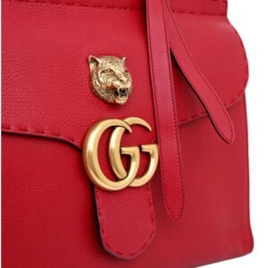 Gucci GG Marmont Animalier Red Top Handle Bag Leather Large | AlmaBagz