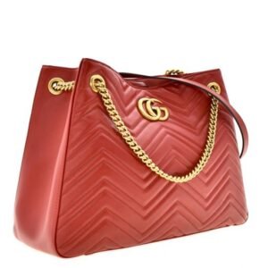 Gucci GG Marmont Apollo Chevron Tote Shoulder Bag in Red | AlmaBagz
