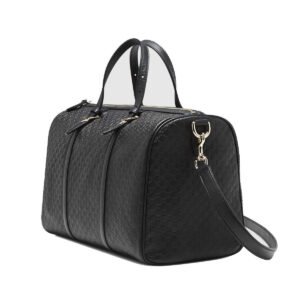Gucci Microguccissima GG Black Leather Embossed Boston Bag | AlmaBagz