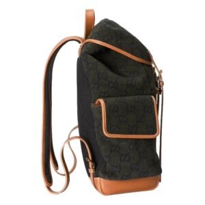 Gucci Dark Green Wool Guccisima GG Large Backpack | AlmaBagz