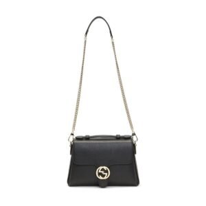 Gucci Interlocking G Black Leather Chain Shoulder Bag 510302 | AlmaBagz