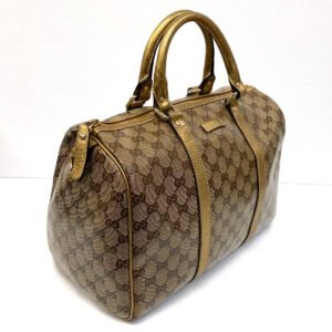 Gucci Joy GG Supreme Crystal Gold Boston Bag | AlmaBagz