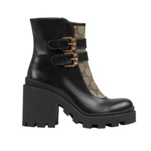 Gucci Kensington Nappa Leather GG Supreme Boots in Black | AlmaBagz