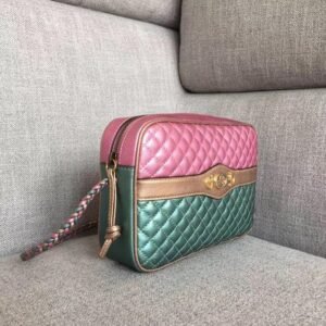 Gucci Laminated Leather Small Shoulder Bag Blue/Pink | AlmaBagz