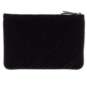 Gucci Marmont Matelesse Velvet Zip Pouch in Black | AlmaBagz