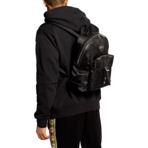 Gucci Off The Grid GG Embroidered Black Nylon Leather Trim Backpack | AlmaBagz