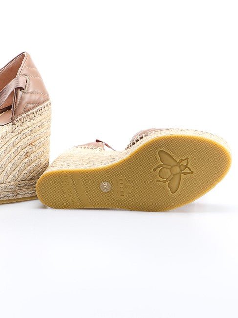 Gucci Ankle Tie Wedge Platform Espadrille Sandals | AlmaBagz - Image 5