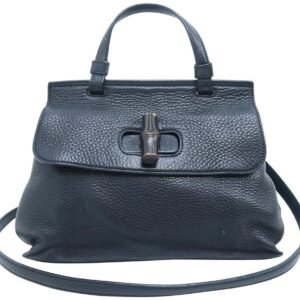 Gucci Shopper Tote Bag Bamboo Daily Top Handle Small Leather Black Calfskin Satchel | AlmaBagz
