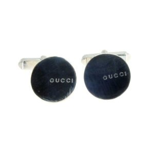 Gucci Logo Disc Cufflinks in Sterling Silver | AlmaBagz
