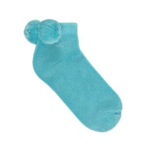 Gucci Cotton Ankle Socks with Pom-poms in Sky Blue | AlmaBagz