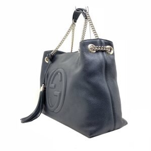 Gucci Soho Black Cellarius GG Logo Leather Chain Bag | AlmaBagz