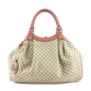 Gucci Sukey Hobo Gg Diamante Tote Leather Brown and Orange Canvas Shoulder Bag | AlmaBagz