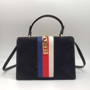 Gucci Sylvie Black Satin and Crystal Vintage Web Shoulder Bag | AlmaBagz